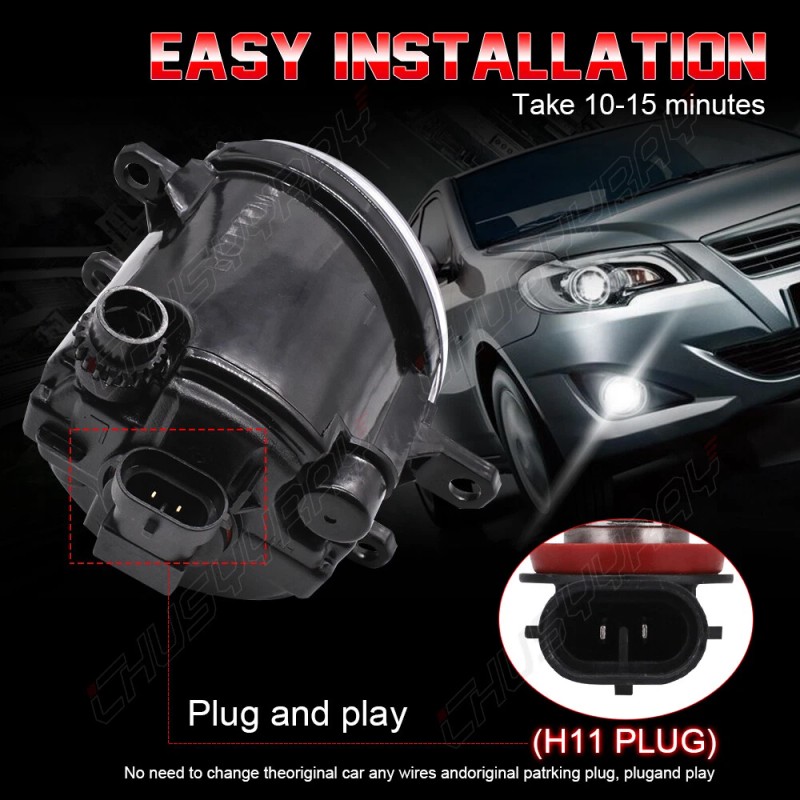 CHUSYYRAY Pair Fog Light Lamp Housing Assembly For 2010 2011-2014