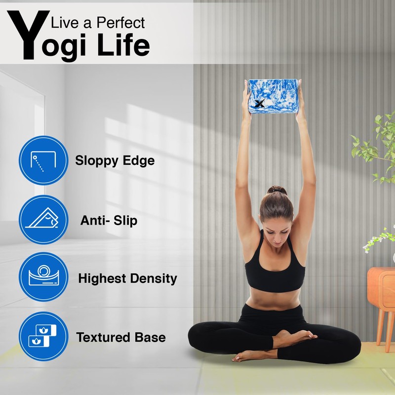 Xn8 Sports Yoga Block Set, Non-Slip Brick for Pilates Flexibility