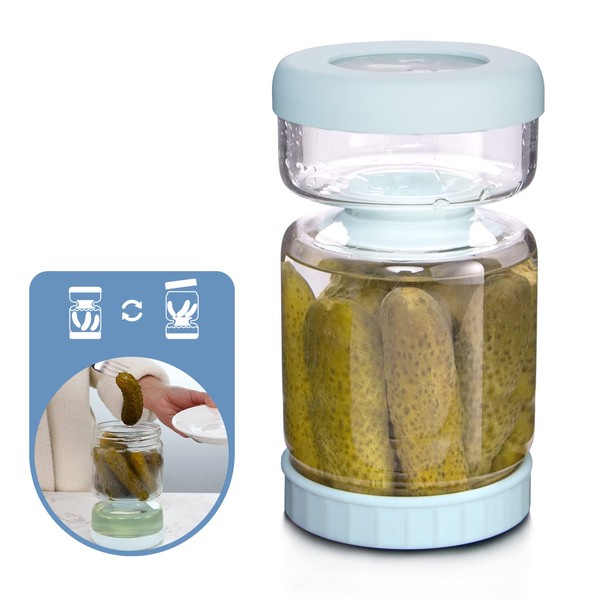 WhiteRhino WhiteRhino Glass Pickle Jar with Strainer Flip,34oz Pickle Container,Hourglass