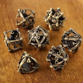 Metal DND Dice Set 7 Hollow 3D Dragon DND Dice Hollow Polyhedron Dice D20 D12 D10 D% D8 D6 D4 for Dungeons & Dragons RPG Board Games Table Games RPG MTG Games