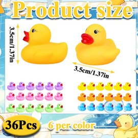 36pcs Mini Rubber Duck Bath Duck Toys, Cute Rubber Ducks For Toddlers Boys Girls, Squeak and Floating Ducks Bulk Baby Shower Duck Decorations And Birthday Party Gift (6 Colors)