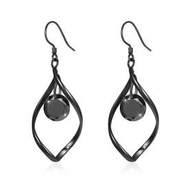 Black Dangle Earrings For Women Drop Dangling Hypoallergenic Sterling Silver Ear Hooks Fashion Rhinestone Crystal Hanging Dangly Jewelry