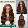 MUGOHK Brown Wear and Go Glueless Wigs Human Hair Pre