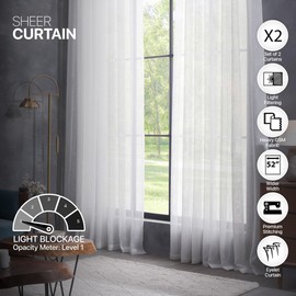 Deco Window Sheer Curtains 60 Inch Long for Home Decoration Grommet & Lightweight Elegant Window Treatments with Light Filtering for Bedroom/Living Room(White, 52 Inch Wide x 60 Inch Height, 2 Panels)