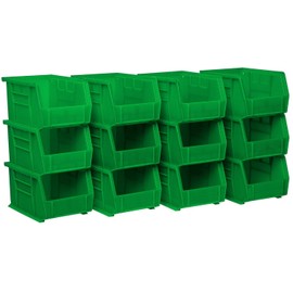 Akro-Mils 30237 AkroBins Plastic Storage Bins, Space-Saving Stackable Bins for Garage, Pantry, Craft Organization, 9" x 6" x 5", Green, 12-Pack
