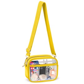 KETIEE Clear Bag for Stadium Events: Clear Crossbody Bag Stadium Approved Clear purse for Women with Adjustable Detachable Strap & Mesh Pounch for Concerts Football Games(Yellow)