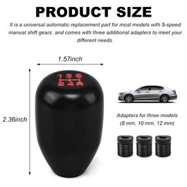 Wevdn Car Gear Shift Knobs, Automotive 5 Speed Manual Transmission Stick Shift Knob, Universal Aluminium Car Stick Shift Handle Fit Most Manual Cars Trucks SUVs, Car Accessories (Black)