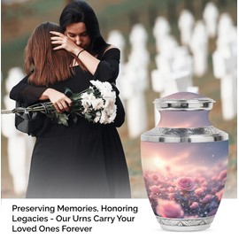 YATHABHISA Rose Urns Human Ashes, Cremation Urn, Funeral for Adult Remains, Memorial Gift for Mom & Dad, Pink, Medium, 6 Inch