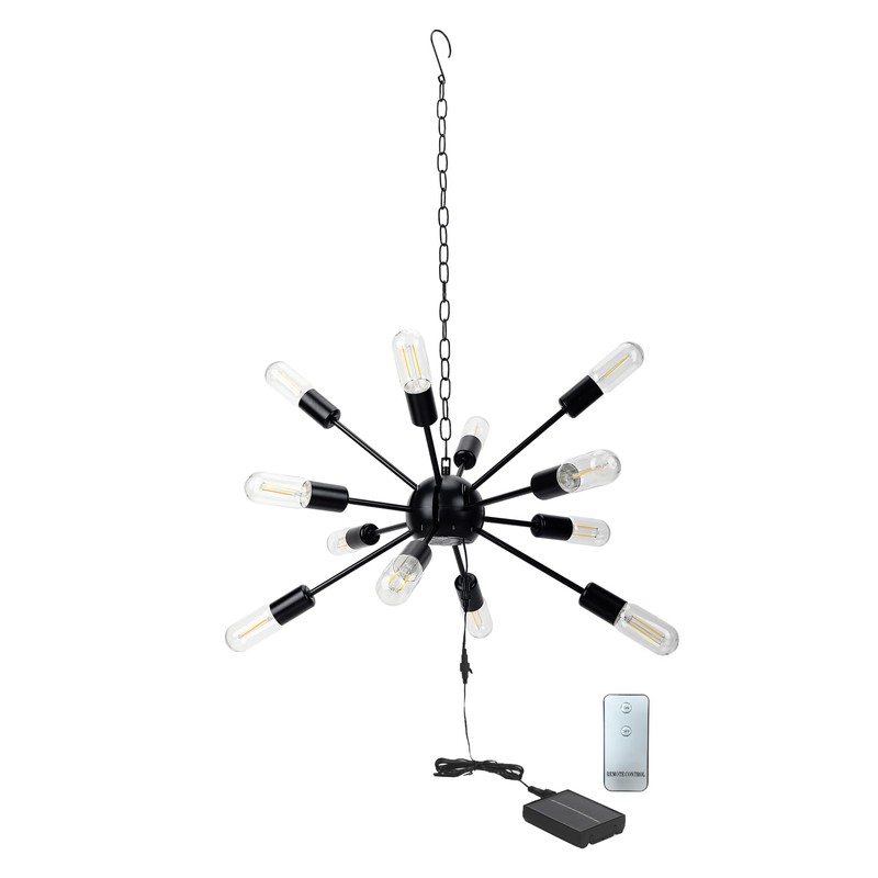 12Pcs Bulb Solar Powered Led Chandelier Lights Outdoor Waterproof Hanging