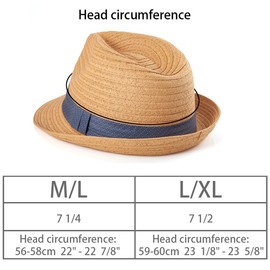 Straw Trilby Hat for Men - Summer Straw Fedoras Sun Hats Travel Beach Panama Hat