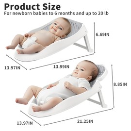 GloTika Foldable Baby Bathtub Support, Ergonomic Mesh Infant Bathtub, Portable Baby Bath Tub for Newborn Babies 0-6 Months, Grey