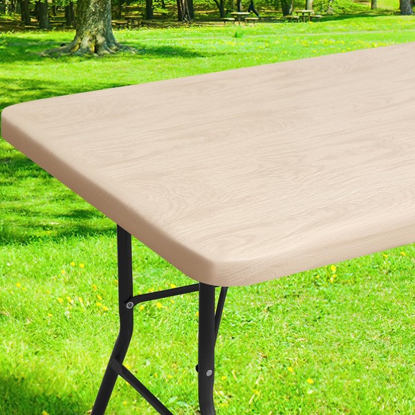 Smiry Rectangle Picnic Tablecloth, Waterproof Elastic Fitted Table Covers for