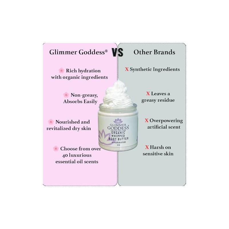 GLIMMER GODDESS Organic Whipped Body Butter (Sandalwood & Vanilla Bean)