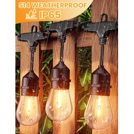 Svater Outdoor String Lights 150FT, E26 Socket, 48pcs S14 Shatterpoof Bulbs, 1 Watt Dimmable 2700K Warm White, IP65 Waterproof Commercial Grade Patio Lights（3 Pack X 50FT）