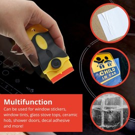 Ex-Pro Ceramic Hob Scraper with 10 x Plastic Blades, Safe to Glass, Removes Labels Stickers & Decals, for Oven Window Windshields Shower Door