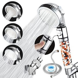 High Pressure Handheld Shower Head with Filter, Shower Head Kits with Hose and Bracket, Hard Water Softener Water Purifying Filtered Showerheads with Filter Beads - Color: Filtered Shower Head Set
