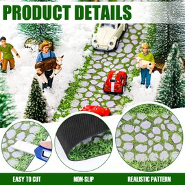 Haull Christmas Village Accessories Village Roads and Streets Snow Mat Christmas Cobblestone Road Snow Brick Mat for Christmas Village Landscape, 4.7 x 47.2 Inch (Brick,1 Piece)