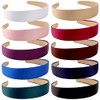 Wecoe 10 Pack Satin Headbands 1.3 Inch Wide Headband Girls