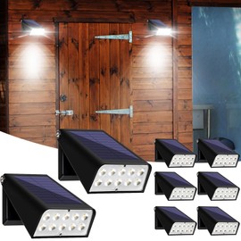 GUYULUX Solar Lights Outdoor with Lights Reflector&2 Lighting Modes, Solar Security Spot Lights 90° Adjustable, IP65 Waterproof Solar Powered Wall Lights for Garden/Patio/Yard/Deck/Pool Area, 8-Pack
