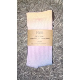 VS PINK 2pk crew Socks BRAND NEW rainbow tye dye & black striped logo