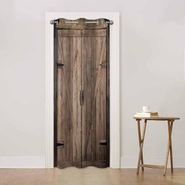 Haciadan Wooden Barn Doors Doorway Curtains Rustic Farmhouse Brown Doorway Privacy Blackout Curtain Door Dividers Closet Door Cover Curtain 42" W X 80" L,1 Panel