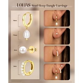 LOLIAS 3 Pairs of Earrings 925 Silver Set for Women 14 Carat Gold-Plated Small Hoop Earrings Silver 925 Stackable Helix Piercings Ear Hoop Earrings Set for Multiple Piercings