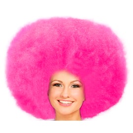 Hatstar XL Afro Wig | Kraushaar Curly Head Wig | Rasta Afro Wig | Costume Hippie Accessory for Carnival and Fancy Dress (Pink)