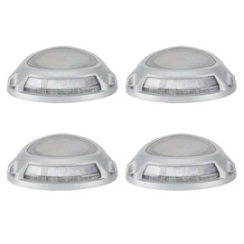 Step Light with Motion Sensor, Set of 4 Driveway Lights, Grey Cast Aluminum, 25 Lumen Solar Lights for Outdoor Steps, Patio, Boat Dock, Pool Deck, Pathways