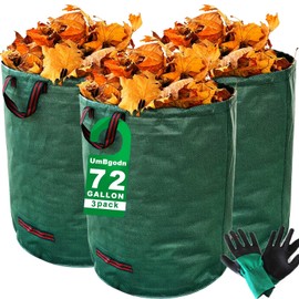 Reusable Yard Waste Bags, 3 Pack 72 Gallon Lawn and Leaf Garden Bags, Heavy Duty Garden Bags with Reinforced Carry Handles, Camping Yard Recycling Bag For Leaves, Lawn Debris & Grass Clippings
