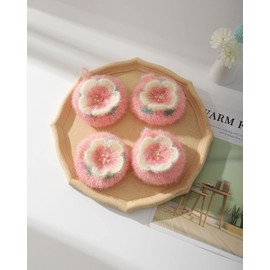 Cherry Blossom Shaped Acrylic Dish Scrubber, Flower Shaped Hand Crochet Non-Scratch Dish Sponge, Pink Flower Shaped Kitchen Sponge Washing Dishes
