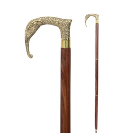 amayera nautical Handcrafted Brass Elephant Head Design Walking Stick – 36-Inch Brown Wooden Cane Antique-Style Wooden Walking Stick for Men & Women