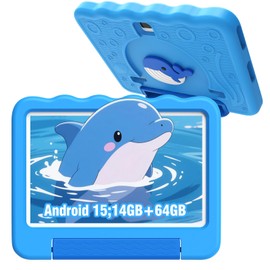 Kids Tablet 10'' Android 15 Tablet for Kids 14(6+8) GB 64GB Octa-Core CPU, Toddler Tablets with Lots of Offline Content Parental Control, Tablets for Toddlers with Case YouTube WiFi 6 2MP 5MP Camera