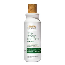 RAW SUGAR, Scalp Restore, Shampoo, Restaura el Cuero Cabelludo, con Carbón Activado, Árbol de Té y Aceite de Moringa, Prensado en Frío, Vegano, Libre de Sulfatos, Siliconas y Parabenos, 532 ml
