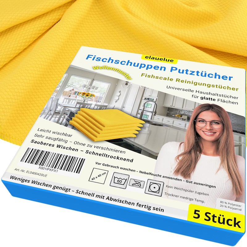 elauelue Fishscale Cleaning Cloths Pack of 5 - Fish Scale