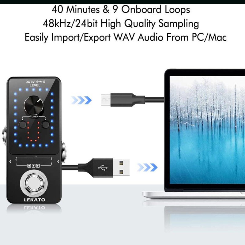 LEKATO 9 Loops 40 Minutes Record Looper Guitar Pedal Guitar