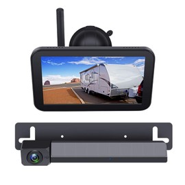 OBEST 5 Inch Rear Monitor Wireless Solar Wireless Back Camera Solar 5 Types of DIY Guidelines, Digital Signal, 2 Divided Displays, Recording Function, Noise Reduction, Night Vision Function, Switching