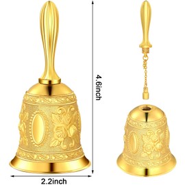 Hand Bell Metal Call Bell Alarm Hand Held Service Call Bell Desktop Bell Tea Dinner Bell Game Bell, Christams Bell, Bright （Bronze）…