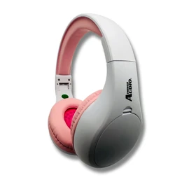 Portable Personal FM Radio Headphones Pull-Out Antenna for Great Reception, Walking, Jogging, Relaxing, School, Talk Radio - Powered by 2AA Batteries (Not Included) (White & Pink)