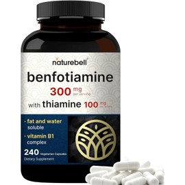 NatureBell Benfotiamine 300mg with Thiamine 100mg Per Serving | 240 Veggie Capsu
