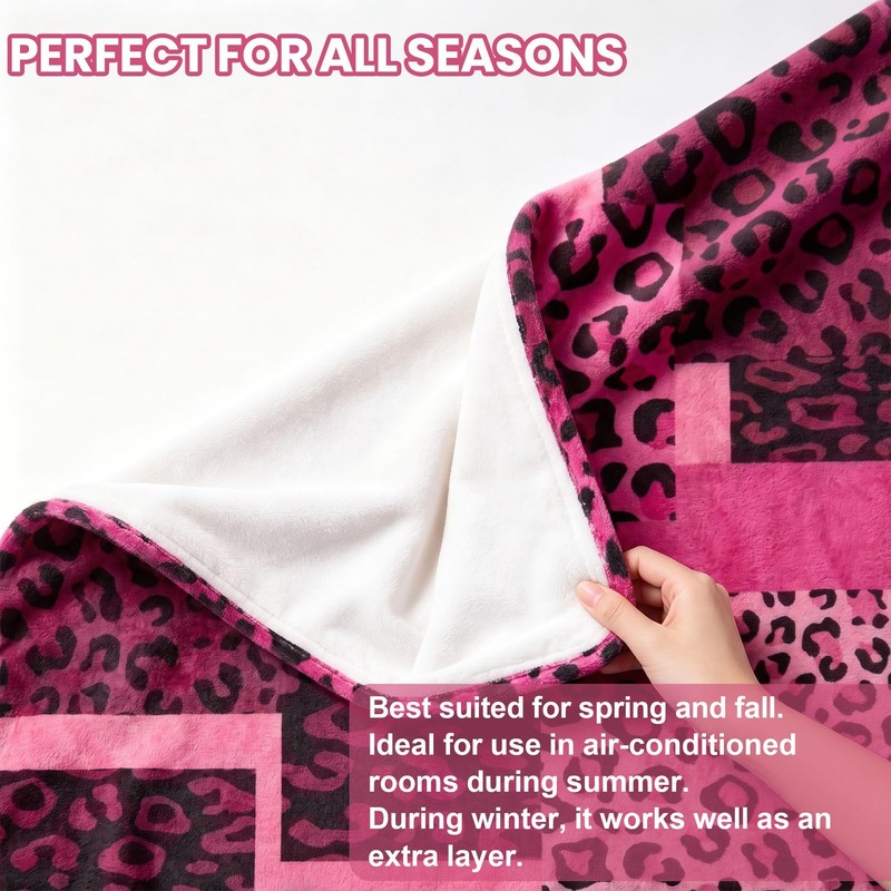 Pink and Black Cheetah Throw Blanket, 50x60 in