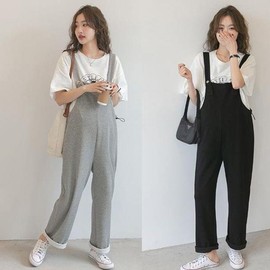 Casual Maternity Wide Cargo Loose Fit Overalls Pants for Daily Wear Oversized Fit Gray/M