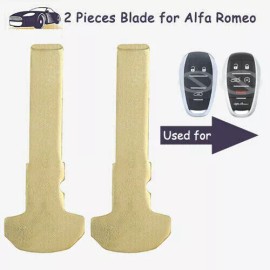 KEYECU 2 Uncut Insert Emergency Key Blade Fob for 2015-2020 Alfa Romeo Giulia Stelvio