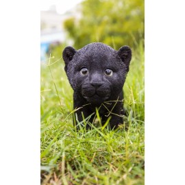 Hi-Line Gift Ltd. Black Panther Cub Garden Decor Resin Garden Statue Yard Lawn Ornament Wildlife