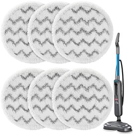 iSingo 6 Pack 3897A / 3712 Rotating Steam Mop Pads Replacement for Bissell SpinWave SmartSteam Scrubbing Steam Mop Cleaner 【Models 3897A/3712 ONLY】, Washable Reuseable Refill Pads