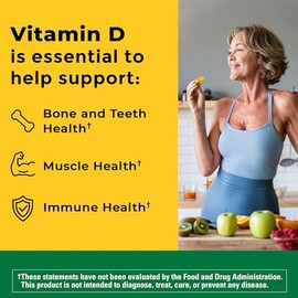 Nature Made Suplemento de Vitamina D3 K2, 5000 UI (125 mcg) Vitamina D para Huesos, Dientes, Músculos y Apoyo Inmunológico, 30 Cápsulas Blandas de D3 