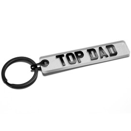 Pixly® Top Dad Licence Plate Keychain, Mini UK Number Plate Keyring, Name Key Chain, Car Registration Key Ring, Gift Reg Fob, for Him, Father's Day, Father