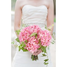 IPOPU Pink Hydrangea Artificial Flowers 4pcs Faux Hydrangea Flowers with Stem Realistic Silk Fake Hydrangea Flowers for Wedding Party Indoor Baby Shower Home Centerpiece Table Decorations (Deep Pink)