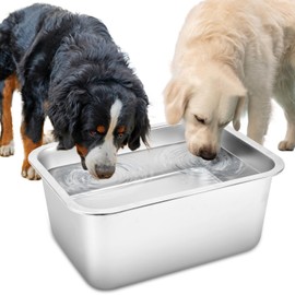 Lonepetu 4 Gallons Extra Large Dog Water Bowl, Stainless Steel Metal Dog Bowls,Extra Large Capacity Pet Food Bowl Water Dish for Indoor and Outdoor Universal for Medium to Giant Dogs
