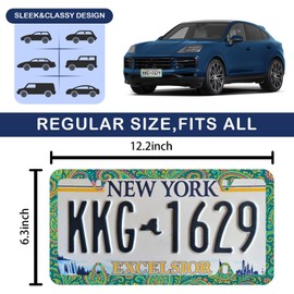 Boho Green Floral License Plate Frame - Unobstructed Narrow-Edge 2 Packs Universal Stainless Steel Car License Plate Frames Holder Solid Holder with 4 Holes Rustproof for Men Women