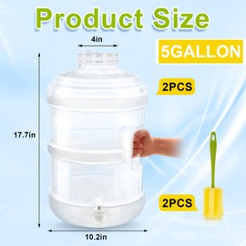 Qinyoung 2 Pcs Jug with Lid and Spout Drink Beverage Dispenser Plastic Water Aguas Frescas Containers Drink Jar Containers Ideal for Juice Parties Small Business(5 Gallon)